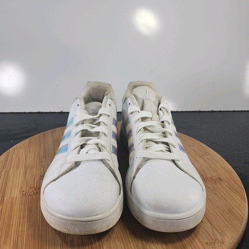 6Youth Fit 7.5 Women's Adidas Grand Court 011099 White Iridescent Leather Shoes - Bild 4 von 12