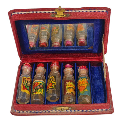 Old Antique Vintage Handmade Unique Work Glass Perfume Bottle With Wooden Box