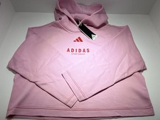 Size 14 (L) True Pink Adidas Cropped Hoodie Brand New with Tags RRP £55
