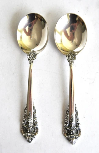 Grande Baroque sterling cream soup spoons (2) NO MONO