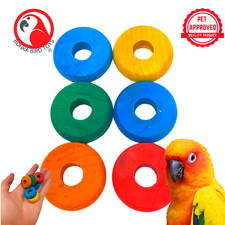 Bonka Bird Toys 2936 Pk6 Colored Wooden Wheels Foot Talon Craft Part Bird Toys