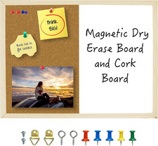 Dry Erase Cork Board 16.5"X12.6", Notice Pin Board, Memo Board, Vision Board, Bu