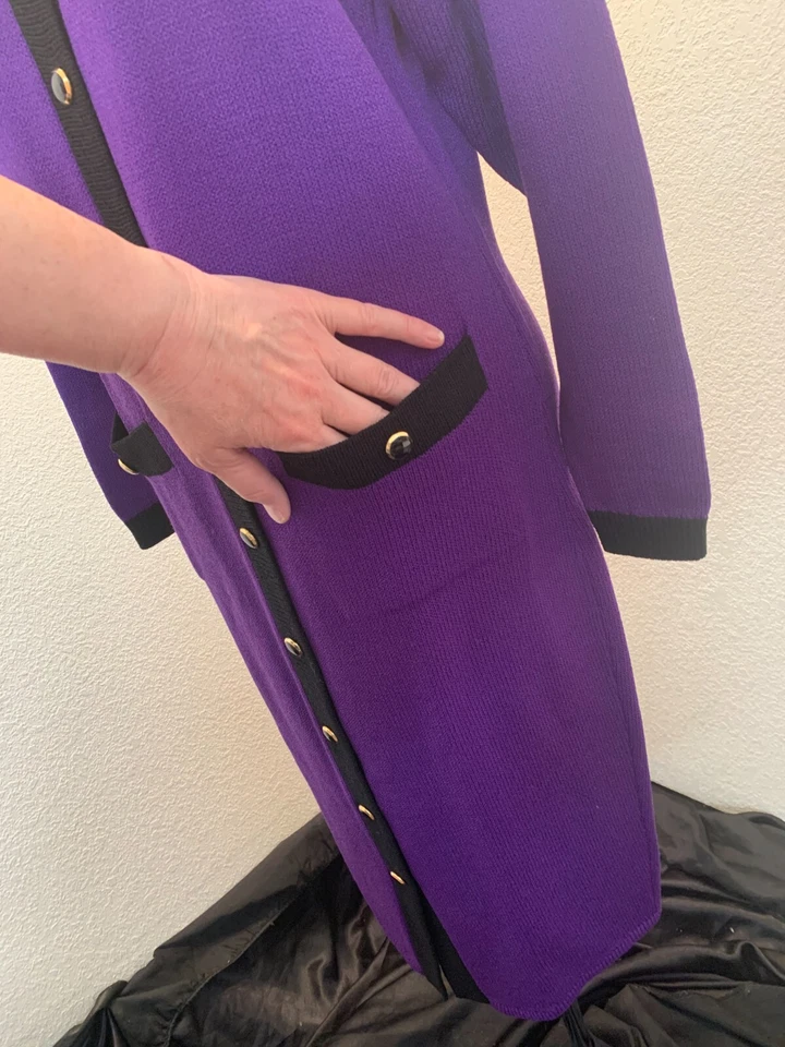 Vestido suéter vintage años 70 St John morado talla 6 excelente estado Foto 3 de 4