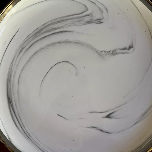 Pokini Ceramic White Gray Marble Gold Rim Dinner Plates 10.25” Set Of 2 - Picture 11 of 15