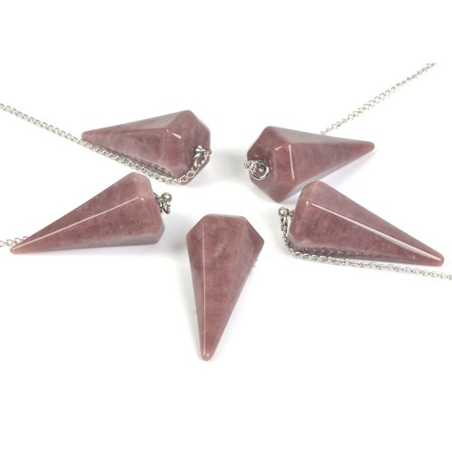 37mm Faceted gemstone crystal healing point chakra hexagonal pendulum 6" Chain - Picture 74 of 118