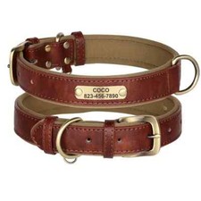 Personalized Soft Leather Dog Collar Custom P...