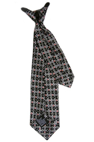 Generic Boys' Polyester Geometric Clip-On Neck Tie Black Multi 2 1/2" x 11" - Picture 2 of 2