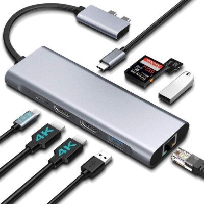 Saferall MacBook USB TYPE-C HUB PRO HDMI Ethernet Gigabit LAN SD Karte 3.0 PD