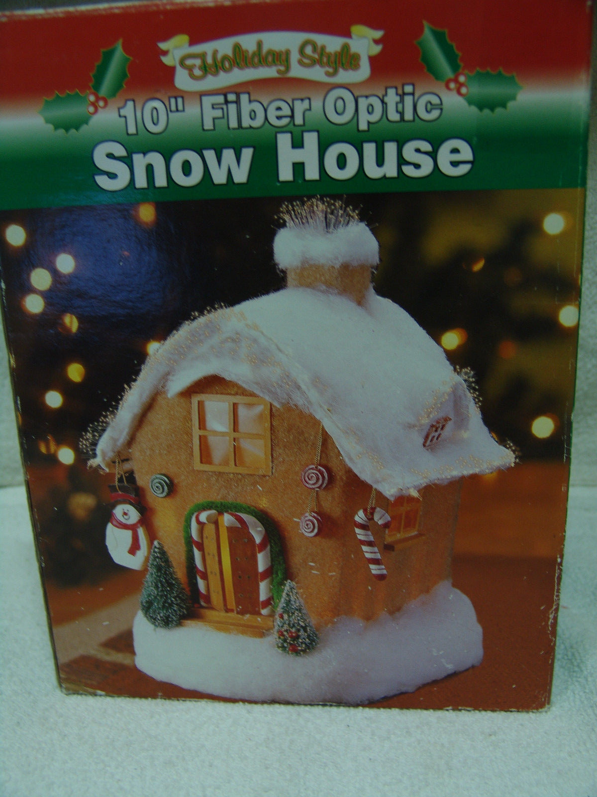 LARGE FIBER OPTIC CHRISTMAS HOUSE W/SNOWMAN/CANDY CANES/ TREES eBay