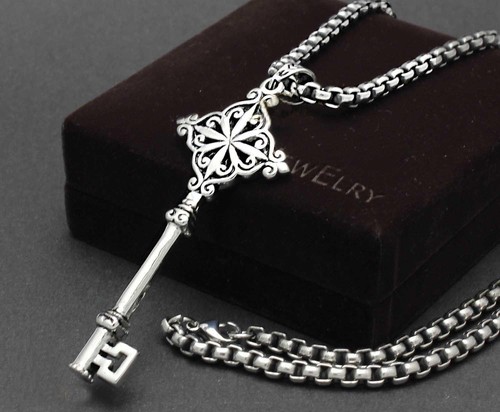 Key Pendant Necklace Biker Jewelry 