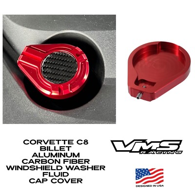 WINDSHIELD WASHER FLUID RESERVOIR COVER FOR 20-25 CORVETTE C8 CARBON FIBER RED