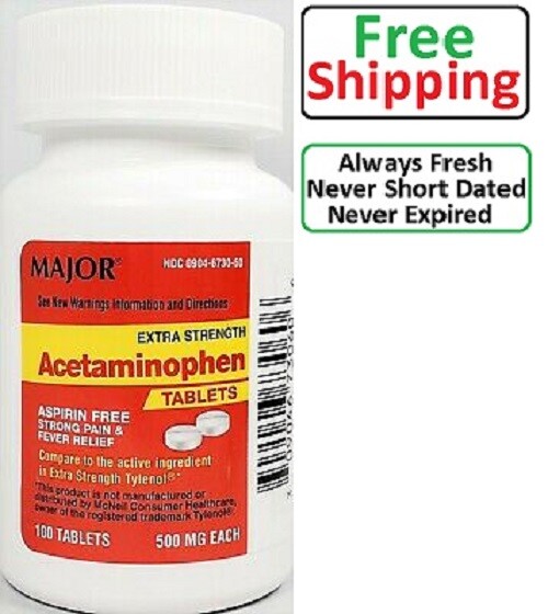 Major Acetaminophen 500 mg to Extra Strength Tylenol) 100