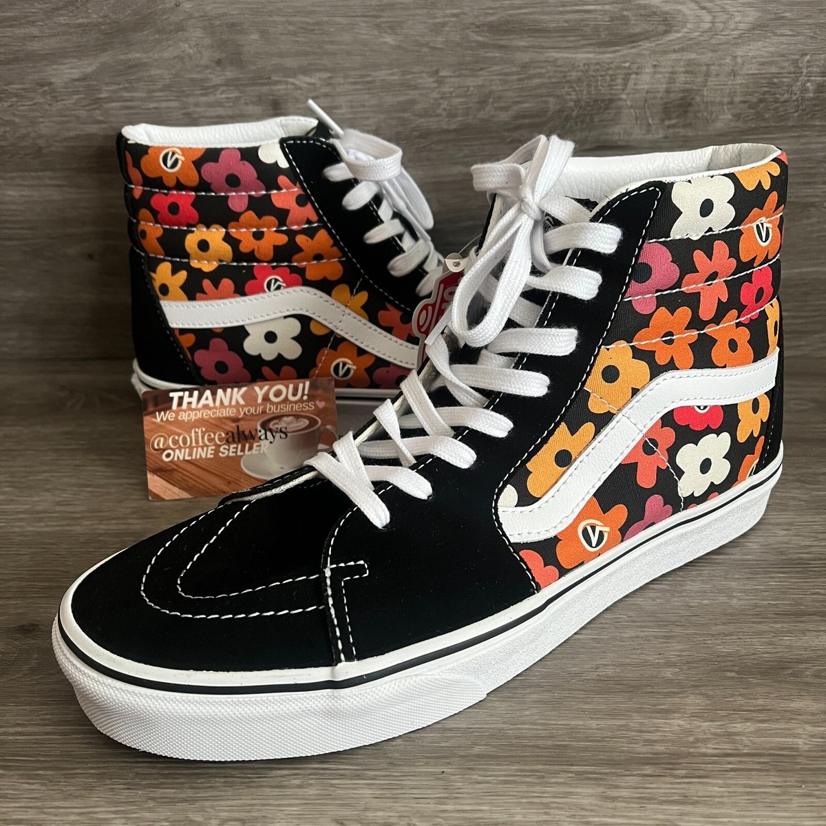 Vans Sk8-Hi Flower Black Multi High Top Shoes Size 11 Men display picture 2