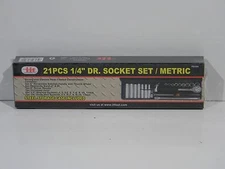 Socket Set IIT Tools 21 PIECE 1/4" Drive 6 Point Shallow & Deep Well Metric New