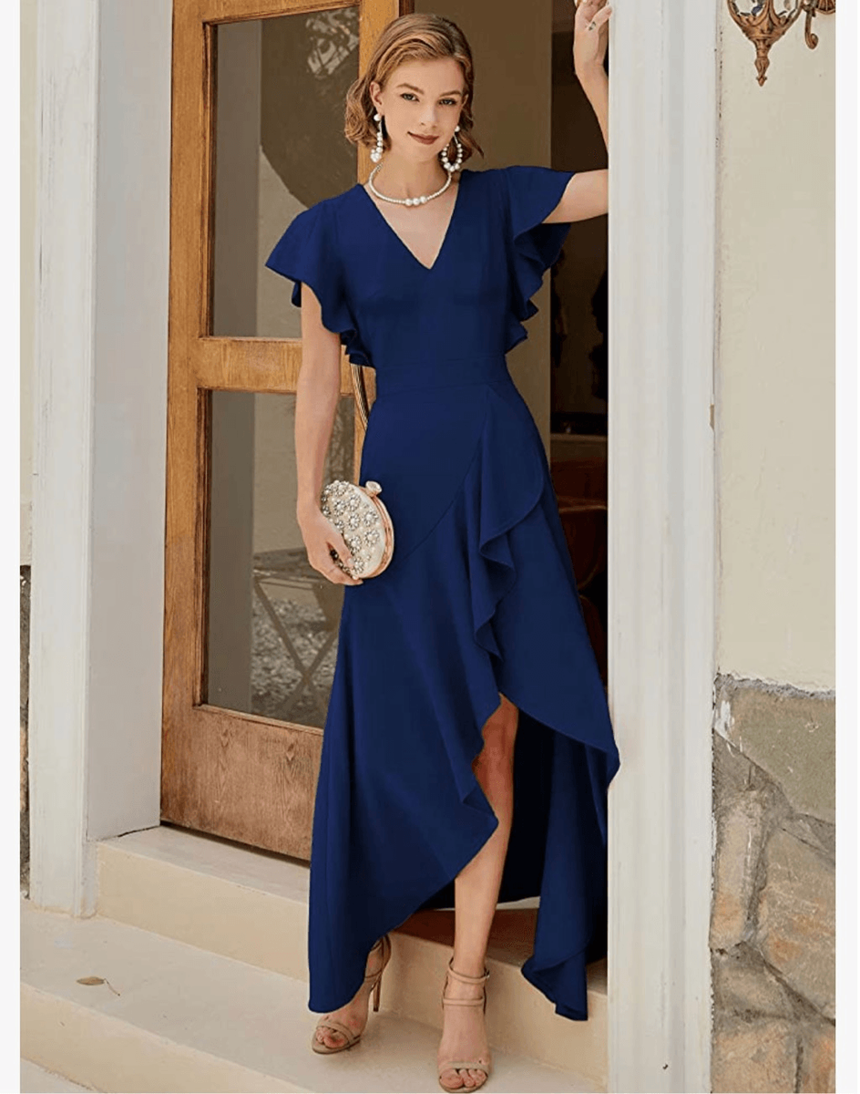 formal maxi dress with split 251E4257 Fit and flare Long Sleeves Black EVENING Dress main image 0