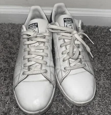 Adidas Stan Smith White And Blue Sneakers, Size 8.5 Mens