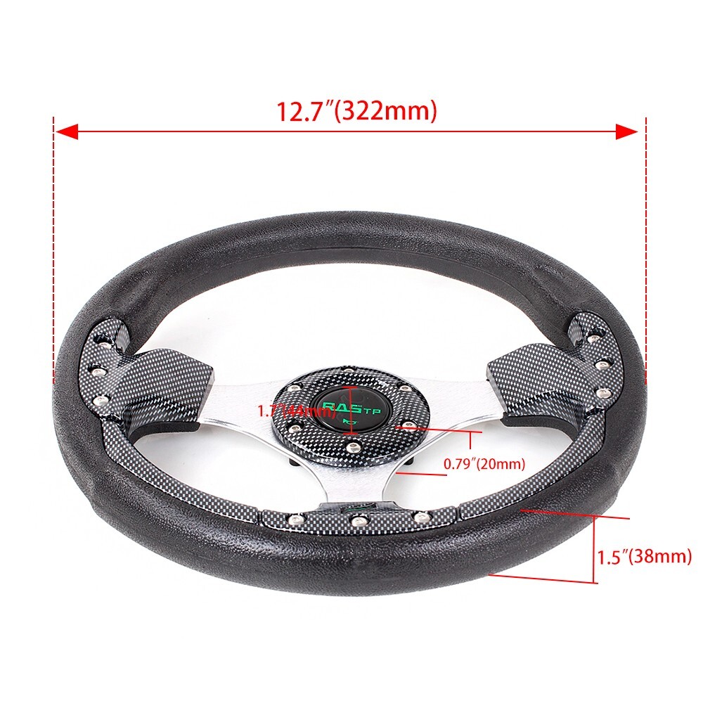 12.5inch Black Golf Cart PU Steering Wheel Accessories+Black Club car DS Adapter