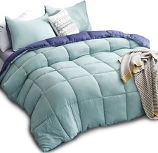 Quilted Ultra Soft Comforter Set Reversible, Duvet Insert Hypoallergenic QUEEN