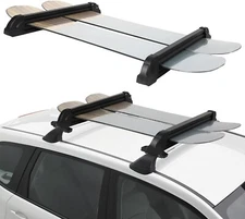 OUTPRIZE Ski Rack for Roof Rack, Aluminum Snowboard Rack with Key Lock