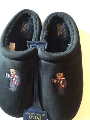 polo ralph lauren denim bear slippers