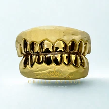 Custom 8on8 Solid Grillz 925 Sterling SILVER with PERMANENT CUT(18k GOLD PLATED)