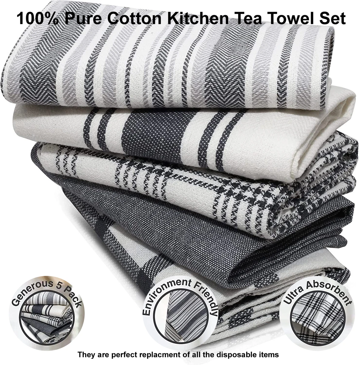 Kitchen Tea Towel Set Of Five Soft Towel 100 Cotton Tea Towel