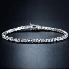 Wedding Jewelry 3MM luxury White Topaz Gems Silver Tennis Charming Bracelets