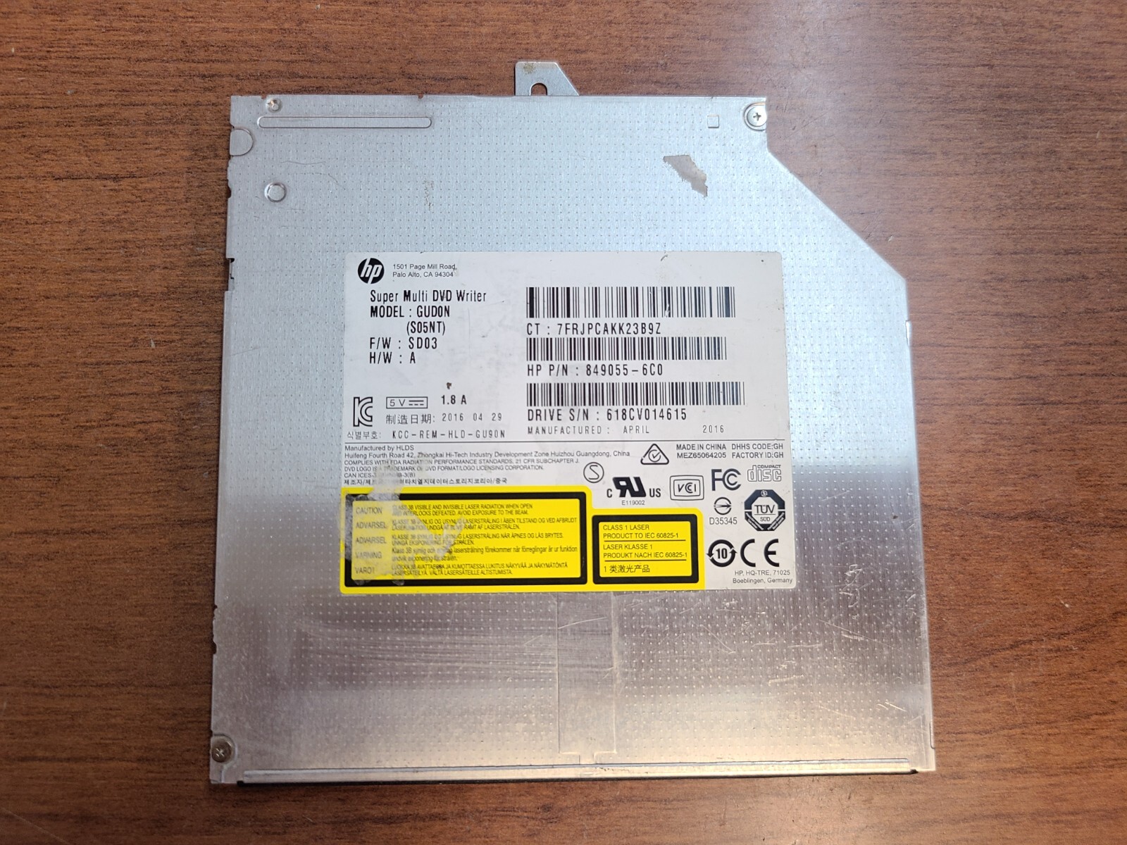 HP EliteOne AIO 800 G3 Desktop Super Multi DVD Writer Drive Gud0n