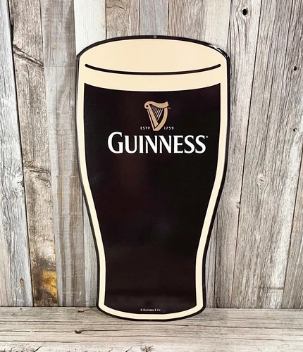 Guinness Beer Pint Glass Metal Tin Sign Retro Vintage Style Garage Man Cave New