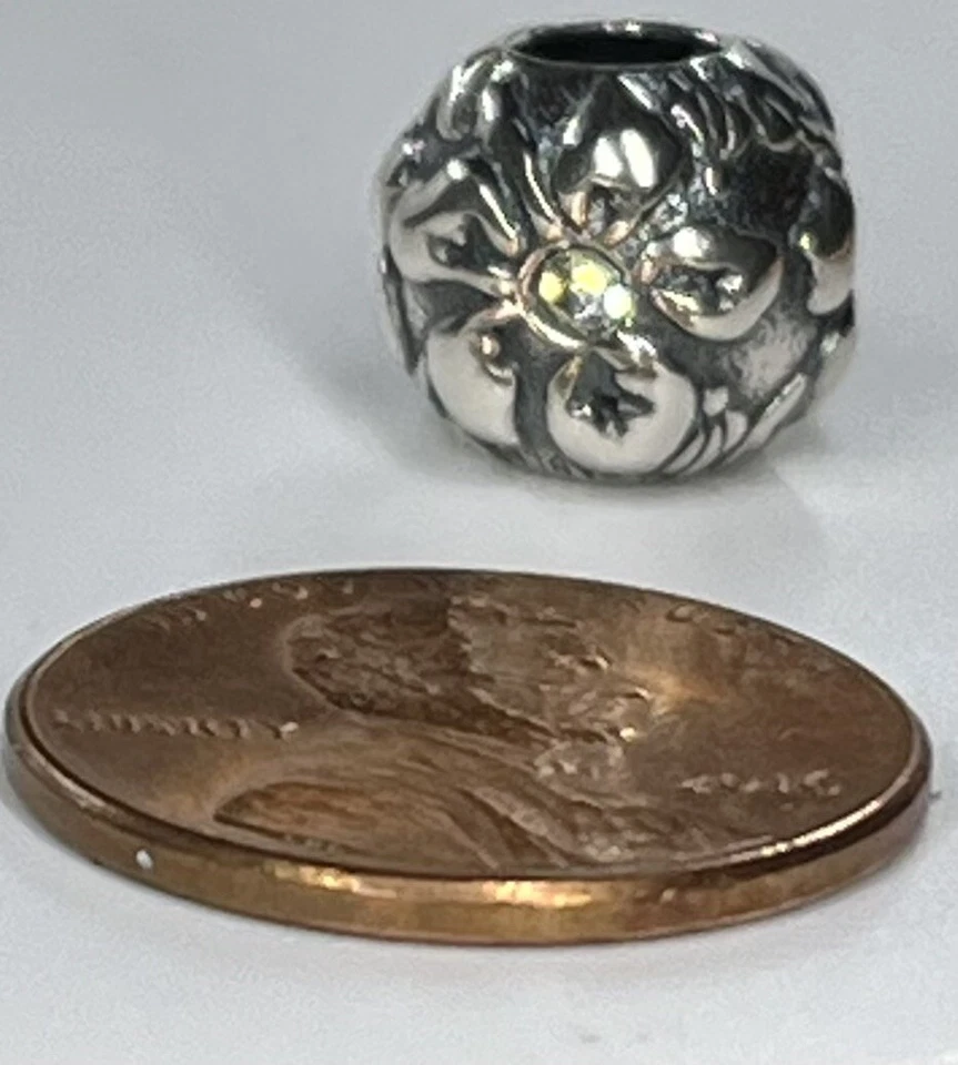 Cuentas de flor de cristal transparente de plata de ley 925 Zable (1285) Foto 2 de 4