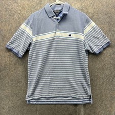 Brooks Brothers Polo Shirt Mens Medium Blue Striped Original Performance Knit