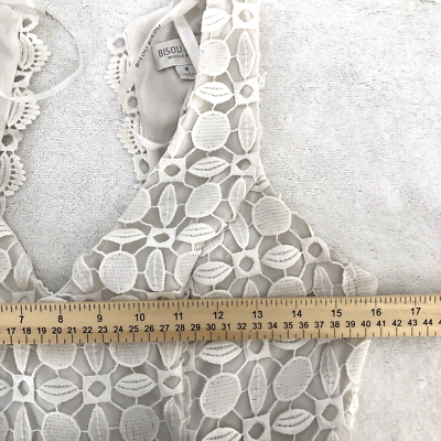 Bisou Bisou Dress Size 8 White Lace V-Neck Lace Up Formal Cottage Core  *READ | eBay