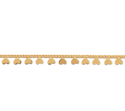 Collier Plaqué Or 18 Carats – Chaine Avec Pampilles Cœurs Ajourés – Doré – Marque Tata Gisèle – Neuf Avec étiquettes