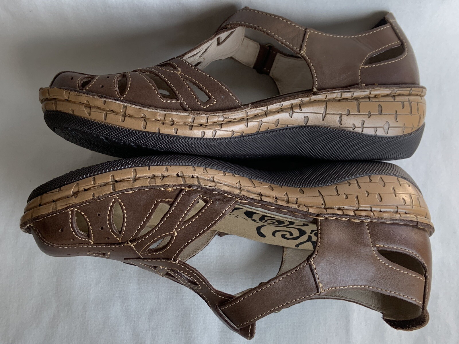 NWOB Propet Women's Jenna Closed Toe Sandal Brown Full Grain Leather 7.