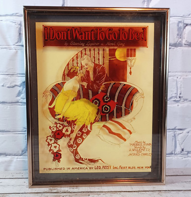 LUCID LINES 1972 Vintage Shadowbox Art ''I Don't Want To Go To Bed''