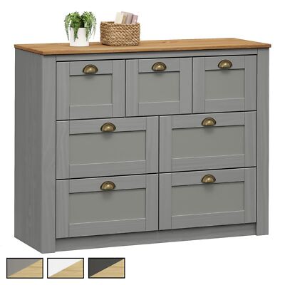 Sideboard aus Kiefer mit 7 Schubladen und Muschelgriffen im Landhausstil Holz