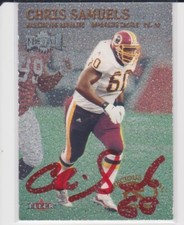 CHRIS SAMUELS WASHINGTON REDSKINS ALABAMA UNIVERSITY AUTOGRAPHED CARD