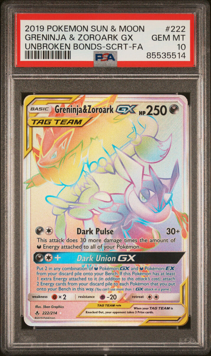 Pokemon Unbroken Bonds Greninja & Zoroark GX 222/214 Secret Pokemon Unbroken Bonds Greninja & Zoroark GX 222/214 Secret