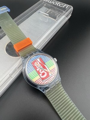 Swatch Automatik Coke Vintage Armbanduhr 23 Jewels Sammlerstück Selten