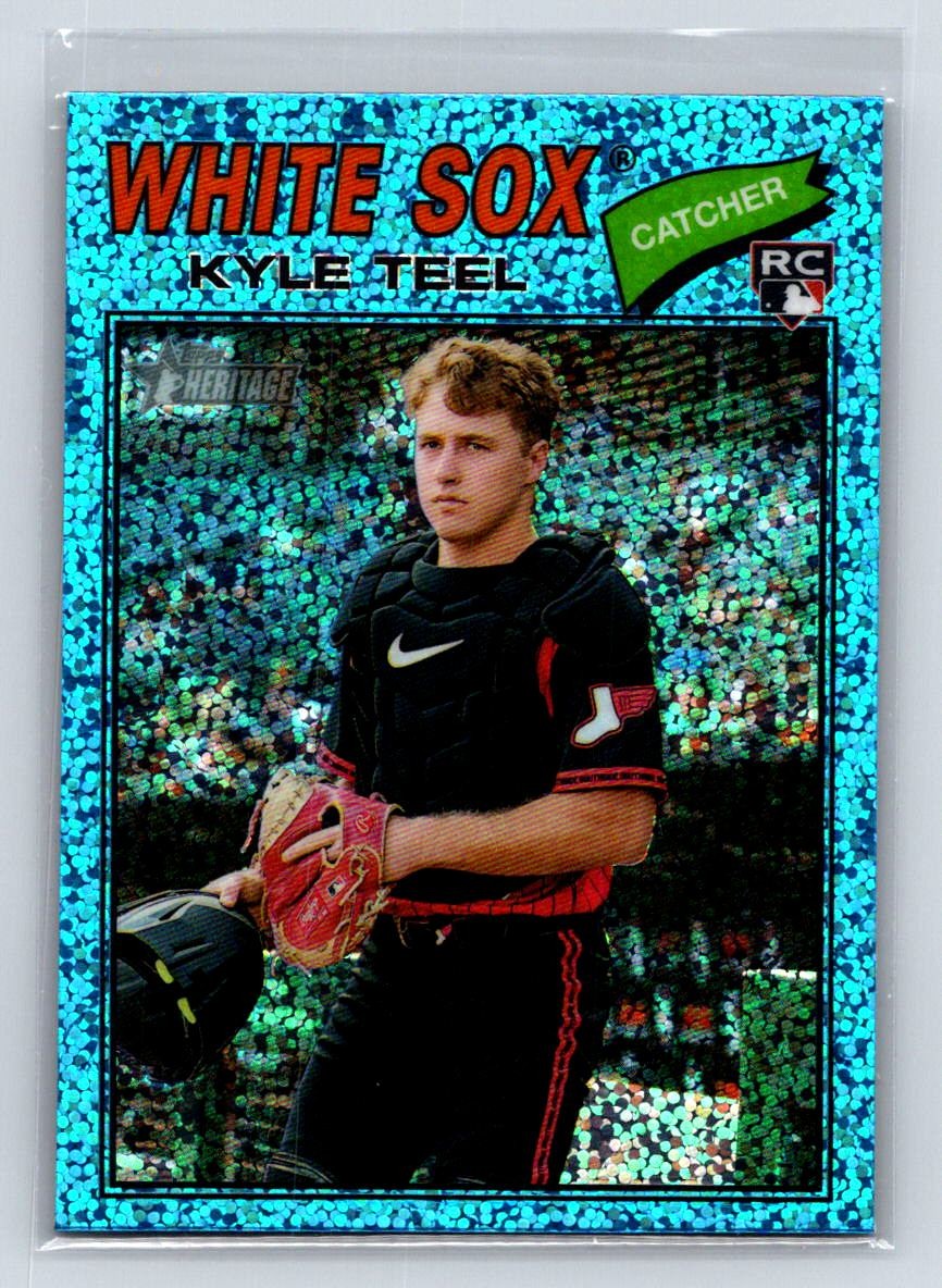 2026 Topps Heritage #182 Kyle Teel Chrome Aqua Sparkle Refractors