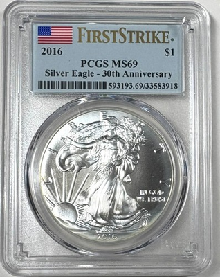 #ad 2016 American Silver Eagle FIRST STRIKE 1 oz .999 PCGS MS69 $94.00