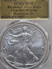 2019- W Burnished Silver Eagle PCGS SP70, Gold Foil label First Day of Issue.