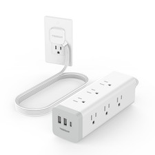 Surge Protector Power Strip with USB, TESSAN Ultra Thin Flat Plug 6 FT Extens...