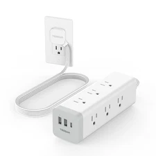 Surge Protector Power Strip with USB, TESSAN Ultra Thin Flat Plug 6 FT Extens...