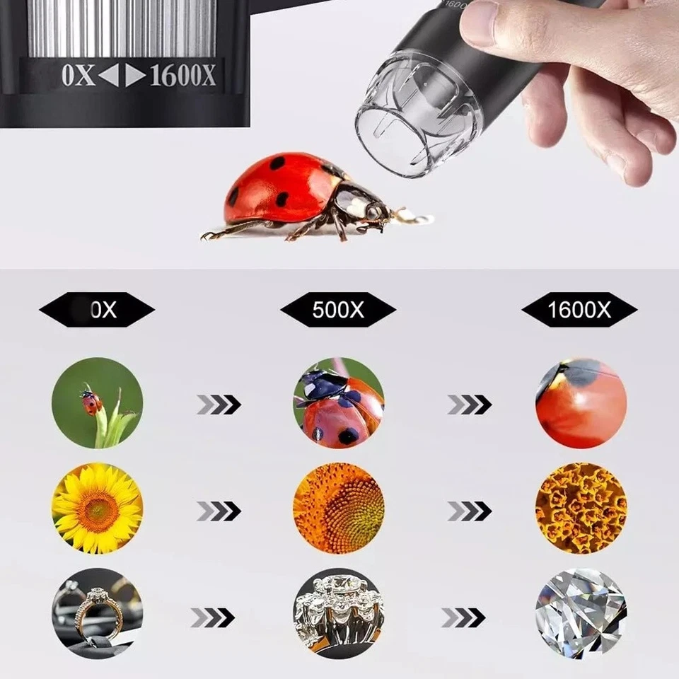 Mini USB Digital Mikroskop Lupe 1600X HD Microscope Kamera 8 LED für Handy PC - Bild 4 von 4