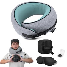 Neck Pillow Airplane  2025 Updated, 100 Memory Foam Travel Light Gray