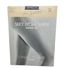 Casual Corner Silky Lycra Sheers Control Top Pantyhose Size A GREY Sheer Toe