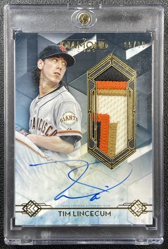 TIM LINCECUM 2020 TOPPS DIAMOND ICONS #AJP-TL AUTO JUMBO GU PATCH PURPLE 5/10