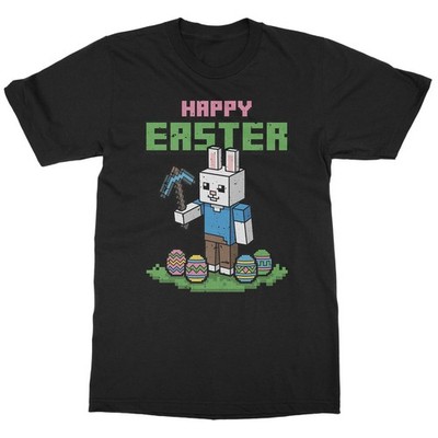Happy Easter Pixel Game Bunny Egg Hunting Unisex T-Shirt