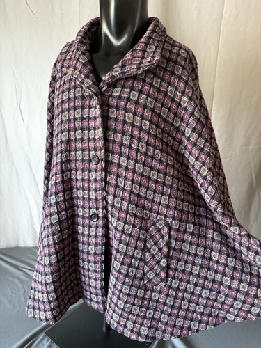 Caslon Wollmischung Knopfleiste Jacke/Poncho-abstraktes Gittermuster, OS, Neu mit Etikett - Bild 11 von 16